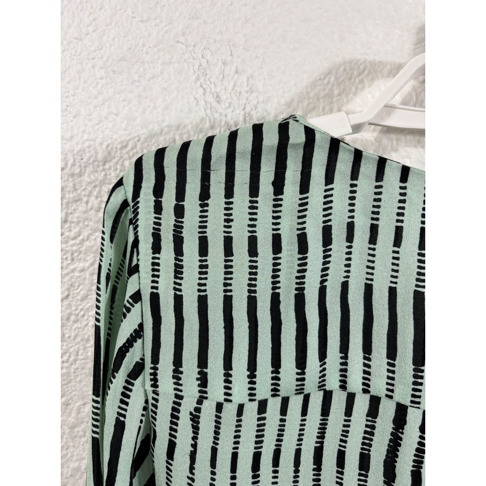 A.L.C. 100% Silk Mint Green Striped Mini Dress Long Sleeve XS‎ 6803PE - Picture 7 of 9